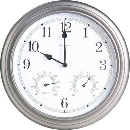 Acurite 13.5in. Metal Indoor/Outdoor Clock Thermometer 00920A3